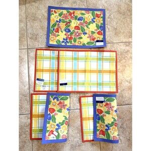 Set of 5 Villeroy & Boch SWITCH Bon Jour Cotton Reversible Placemats NEW Spring